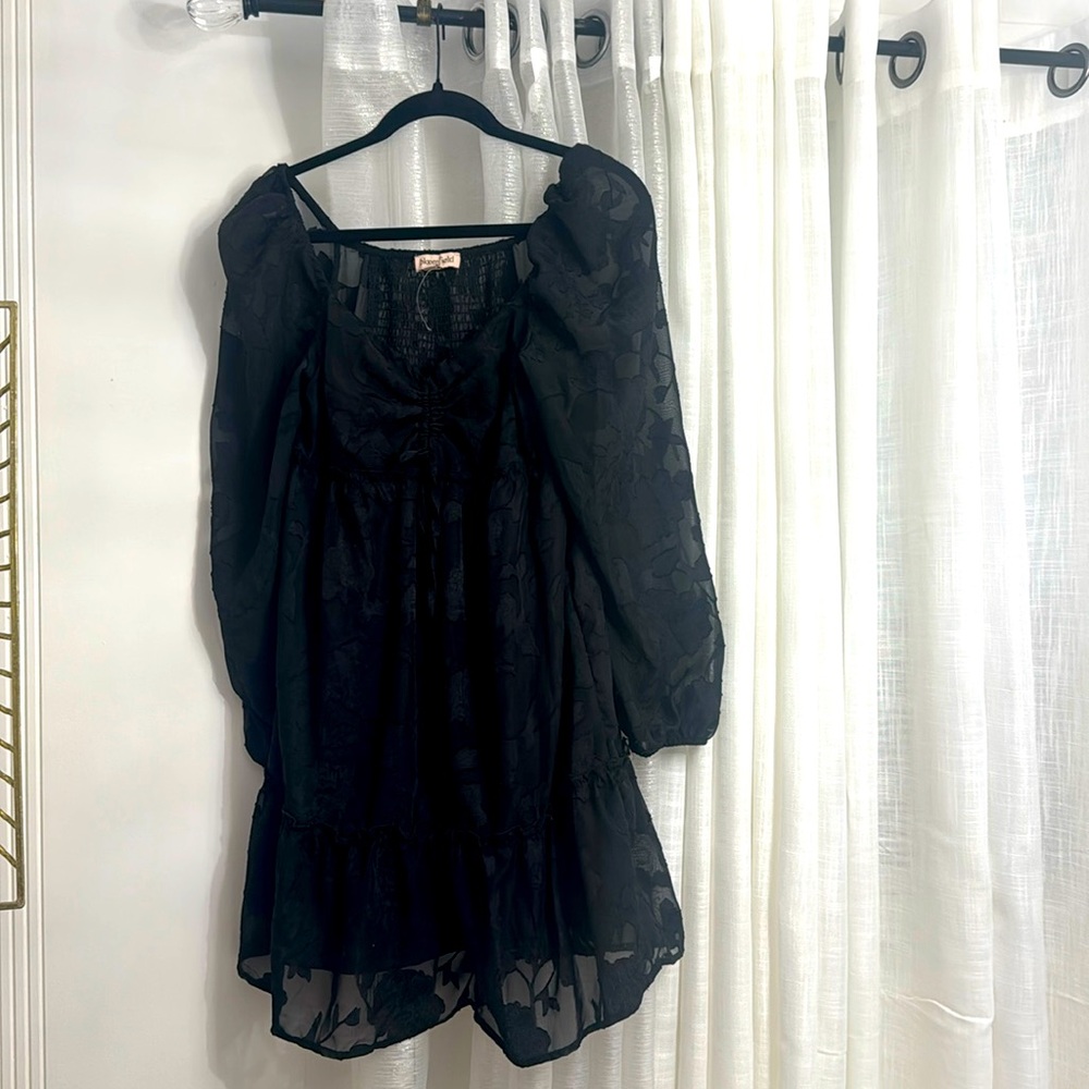 Black mesh cocktail dress